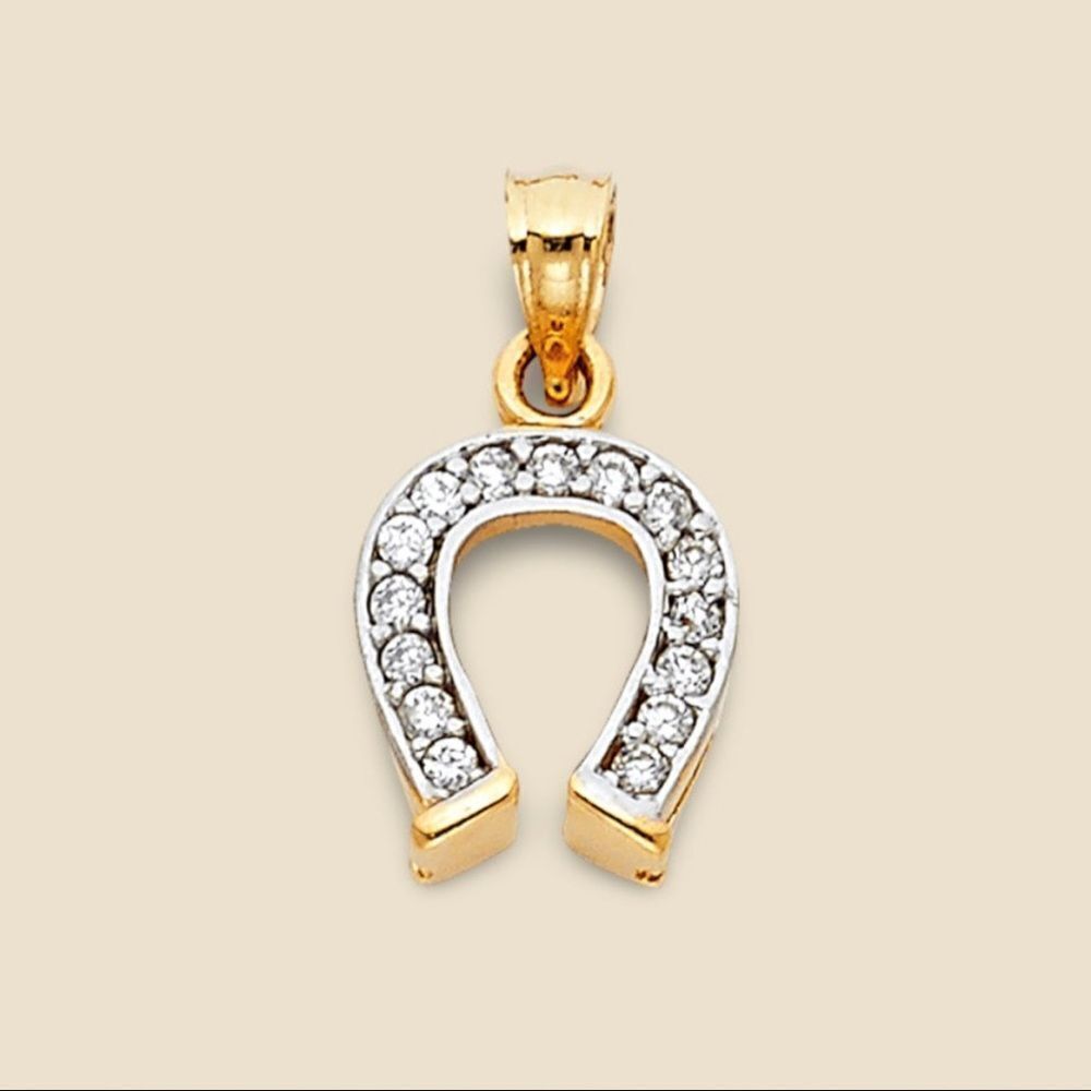 14k Real Yellow Gold Horseshoe Pendant | herradura charm | birthday gift |